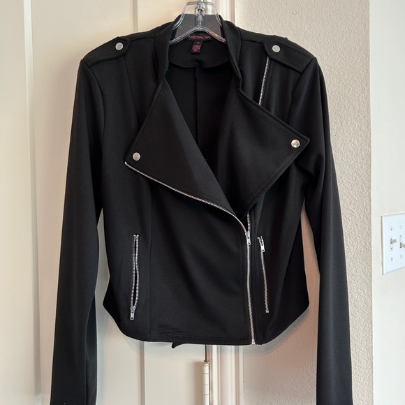 Black Fancy Moto Style Jacket. SUPER FAST SHIPPING - Picture 2 of 12